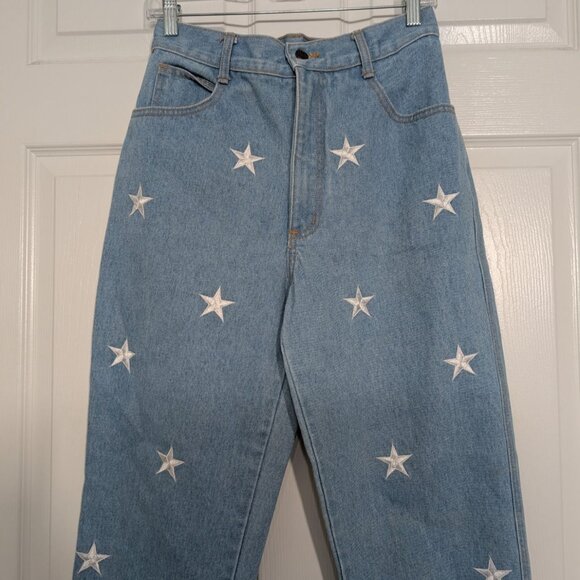 La Costa Spa Star Embroidered Jeans Womens Size 10 Blue Light Wash Denim Cotton - Picture 2 of 10